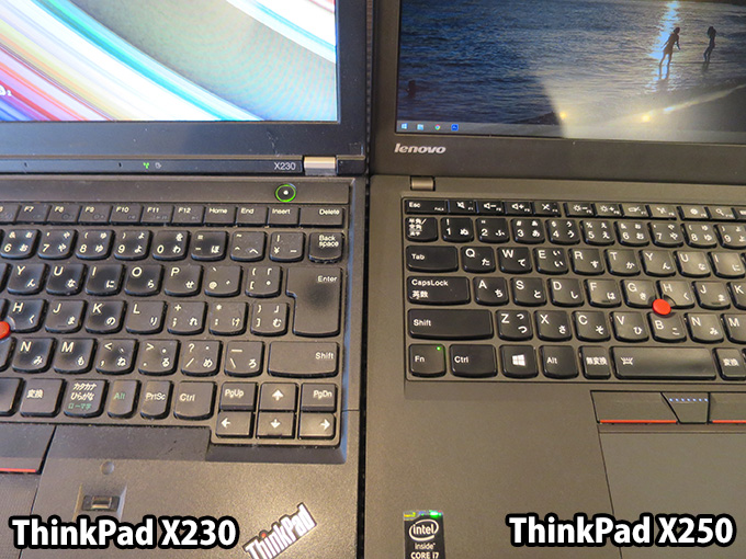 ThinkPad X250とX230のキーボード