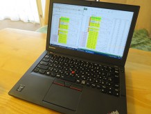 ThinkPad X250でグーグルスプレッドシートを編集中