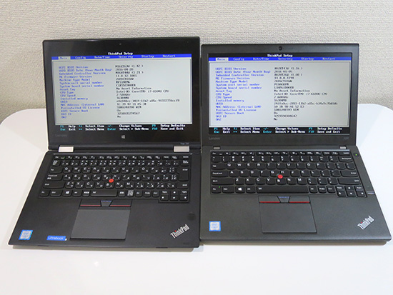 ThinkPad X260 Yoga260 BIOS画面からも16GBメモリが認識されている