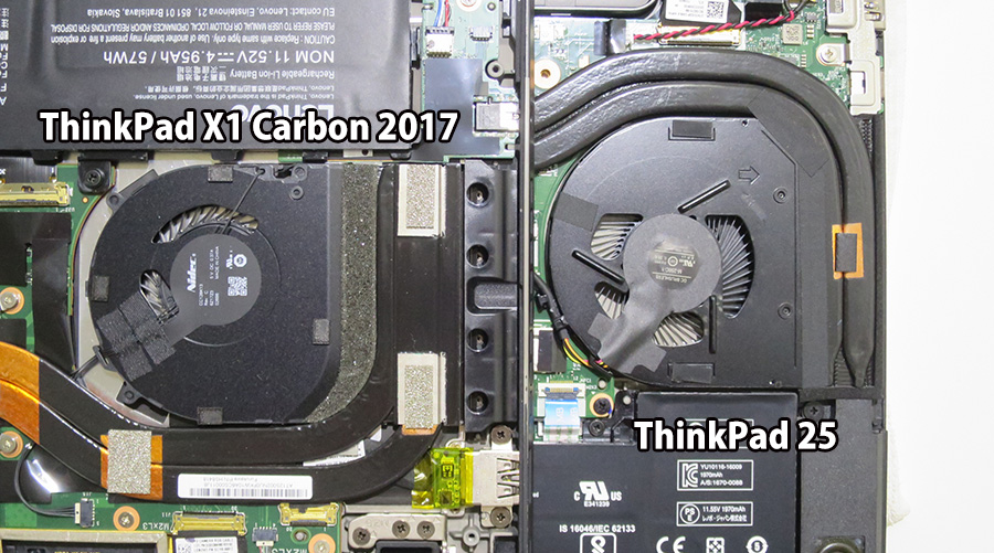 ThinkPad 25 X1Carbon 2017 ファンの大きさの違い