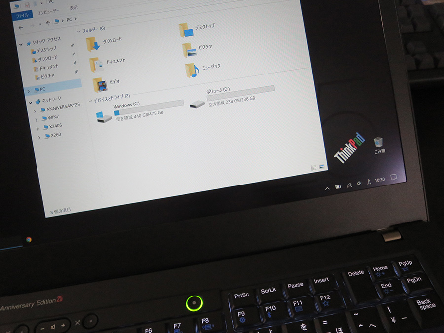 ThinkPad 25 512GB＋256GB type2242 SSDが見事認識