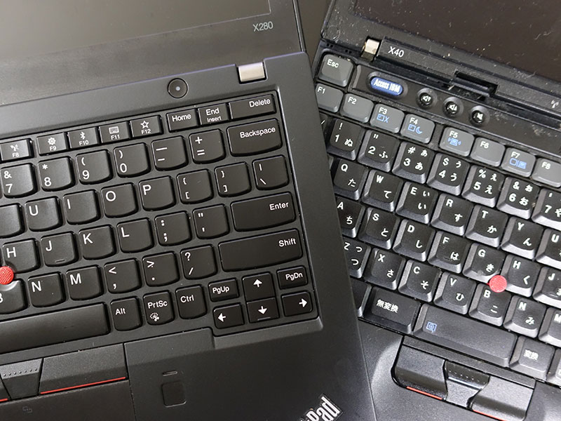 X280と X40のキーボード