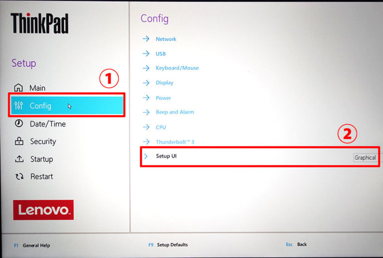 ThinkPad X1 Carbon 2019 BIOS表示を従来のテキストに戻す グラフィカルなUIが見づらいユーザー向け